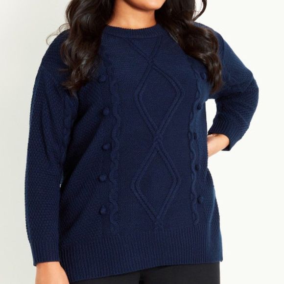 EVANS Serendipity Cable Knit Sweater - Navy Pull Over - Picture 1 of 3